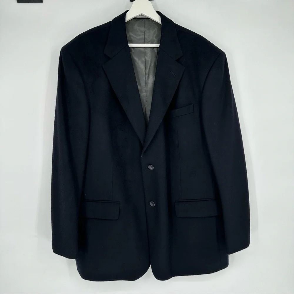 Oscar De La Renta Navy Blue Wool & Cashmere Blazer 48R